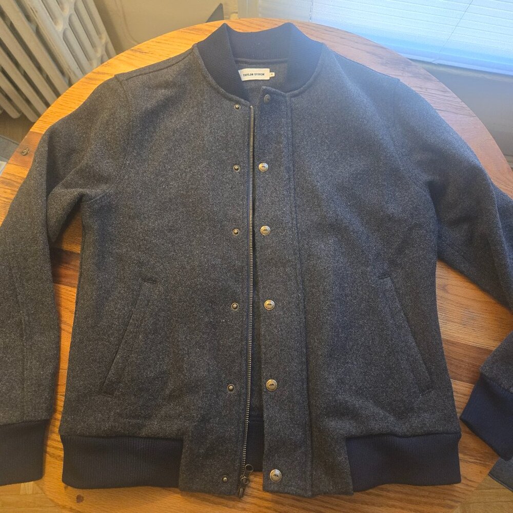 Taylor Stitch Charcoal Wool Bomber Jacket - S / 38